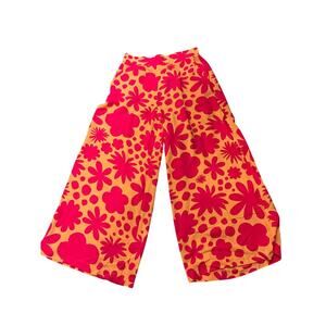 Kasey Rainbow x Proud Poppy Floral Wide Leg Pallazo Pants Pull-On Pink Sz 12 NWT